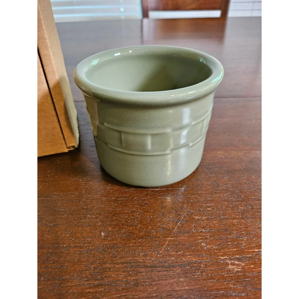 Longaberger One Pint Salt Crock Sage Green Pottery 30216